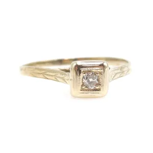 18K Yellow Gold Deco Diamond Ring