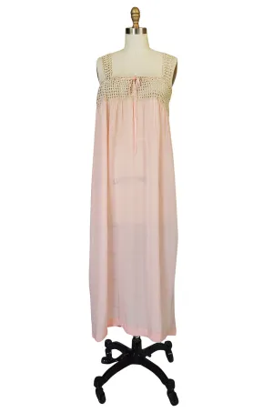 1920s Crochet & Silk Slip Lingerie Piece