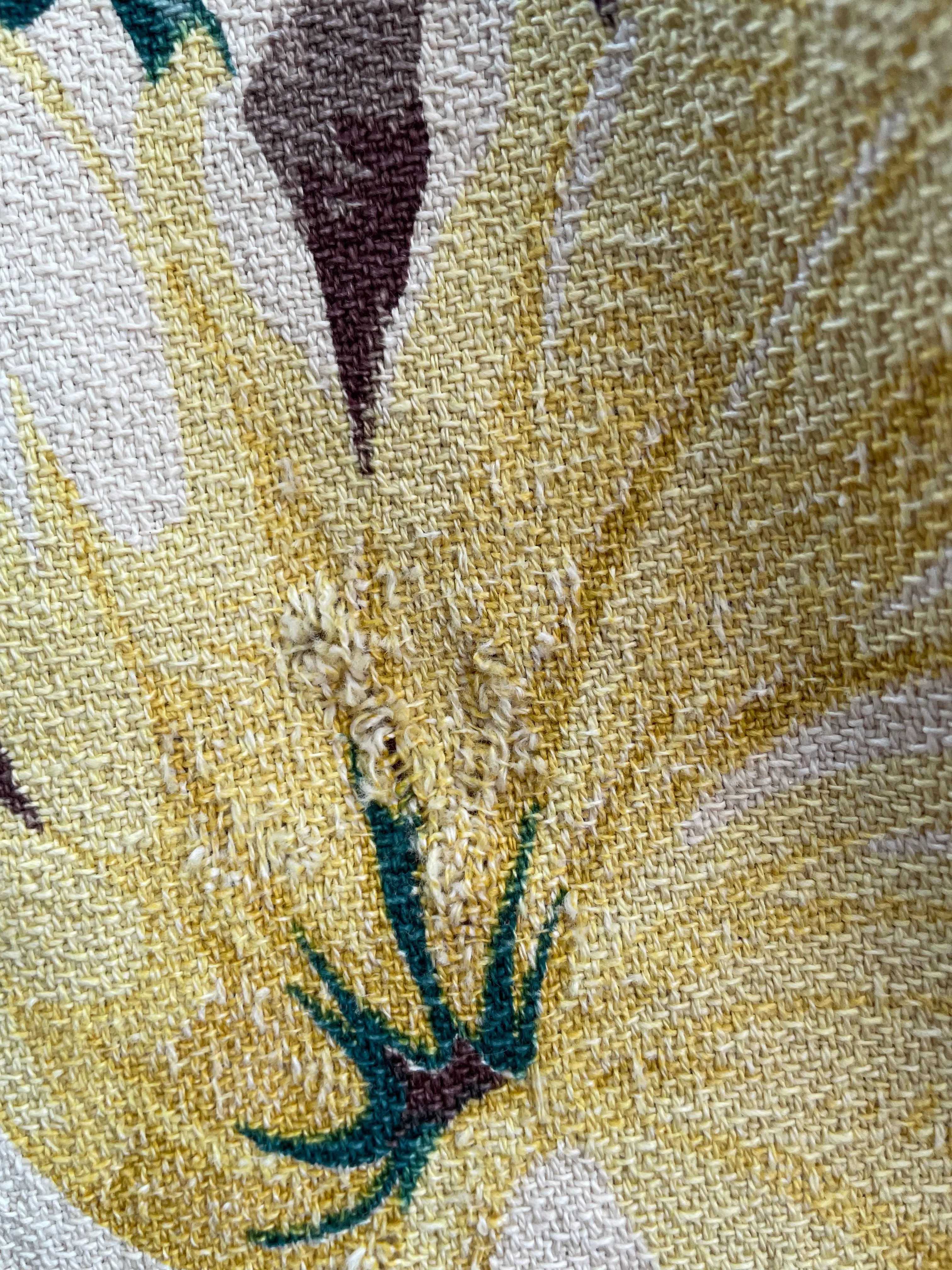 1930s Tropical Bark Cloth Puff Sleeve Midi Dress