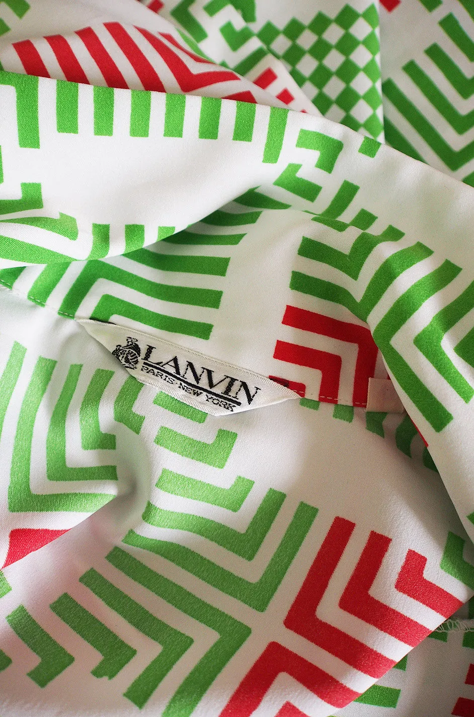 1970s Fun Lanvin Logo Print Shirt Front Dress