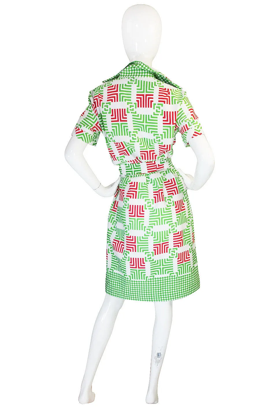 1970s Fun Lanvin Logo Print Shirt Front Dress