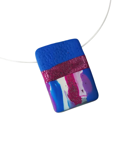 1" x1-1/2" Medium Rectangle Pendant - Blue
