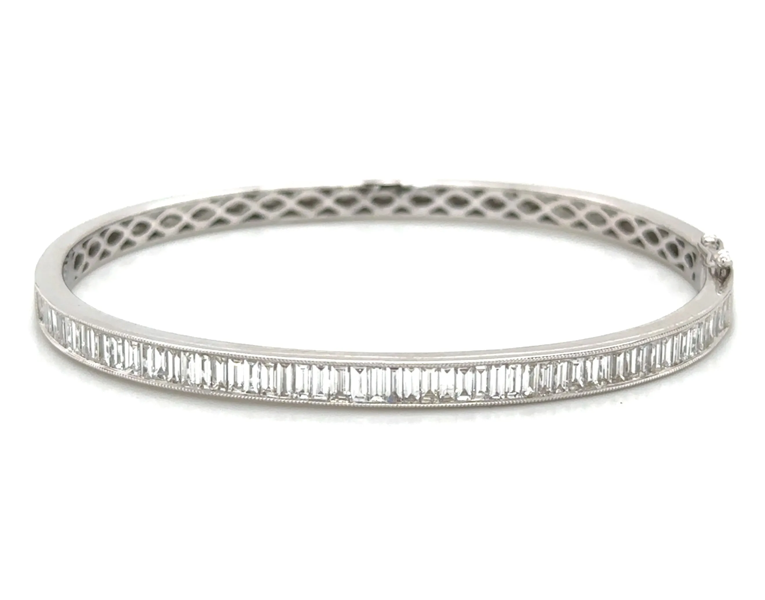 2.08ct tw Baguette-cut Diamond White Gold Bangle Bracelet