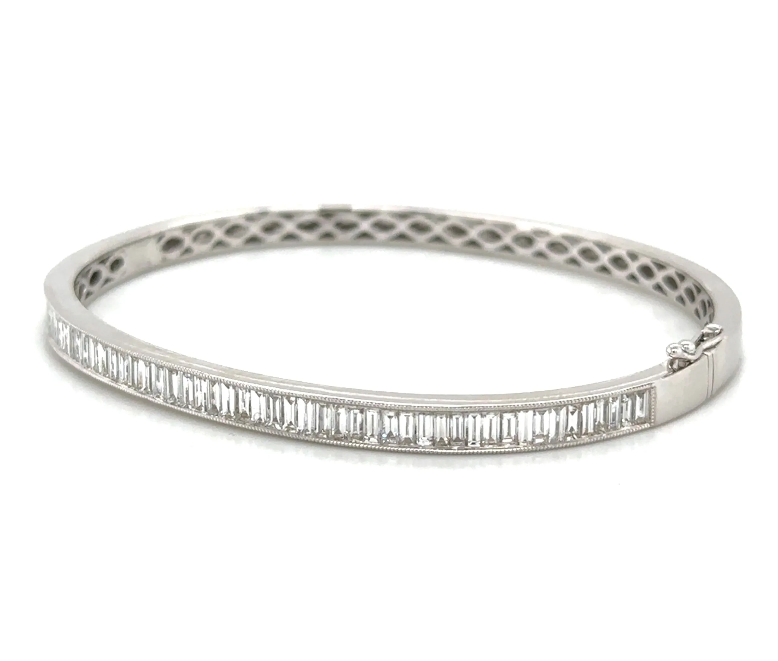 2.08ct tw Baguette-cut Diamond White Gold Bangle Bracelet