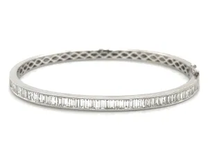 2.08ct tw Baguette-cut Diamond White Gold Bangle Bracelet