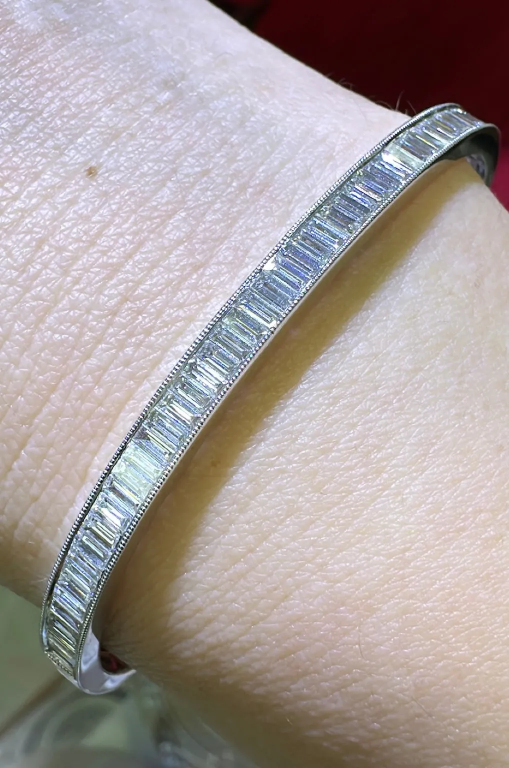 2.08ct tw Baguette-cut Diamond White Gold Bangle Bracelet