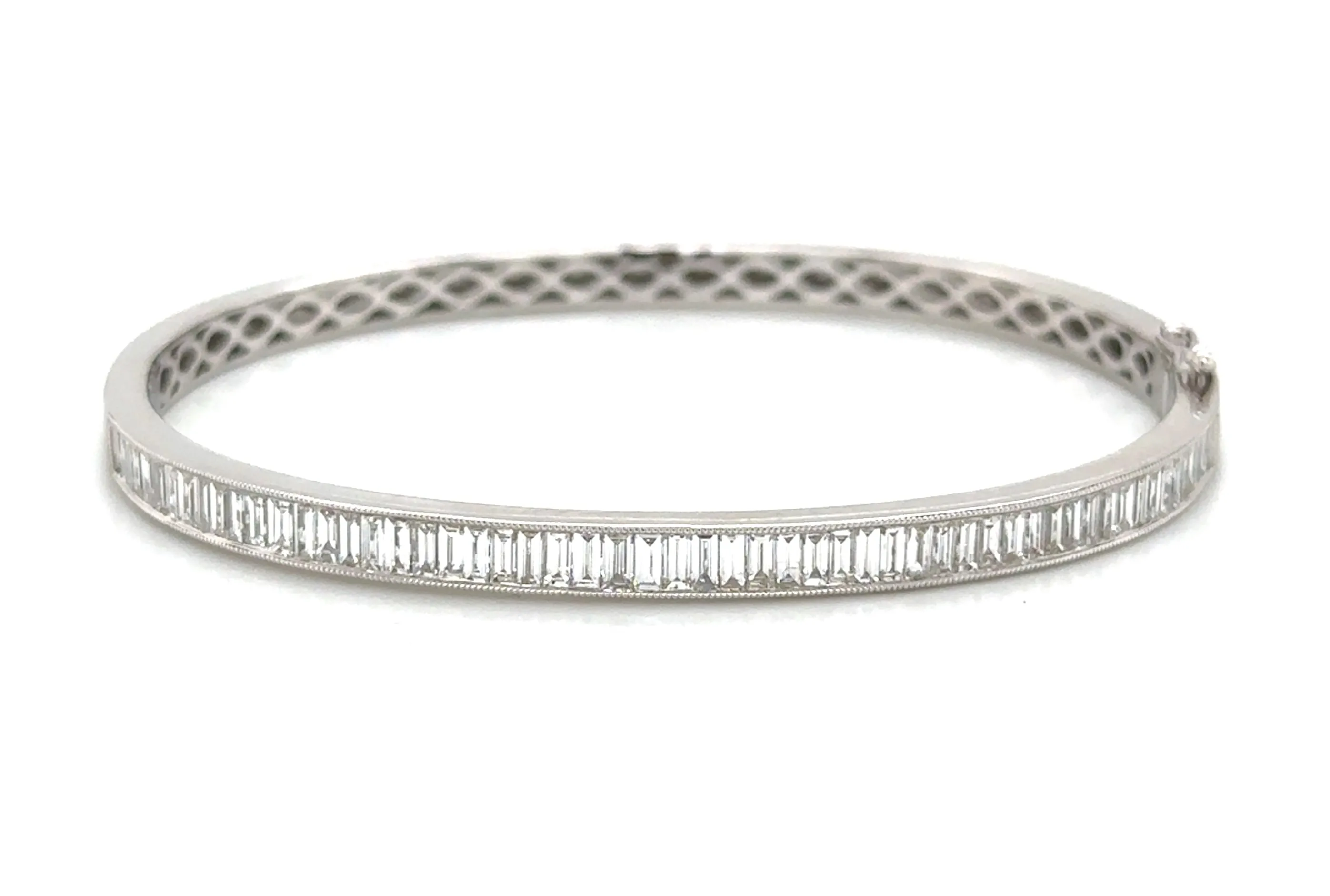 2.08ct tw Baguette-cut Diamond White Gold Bangle Bracelet