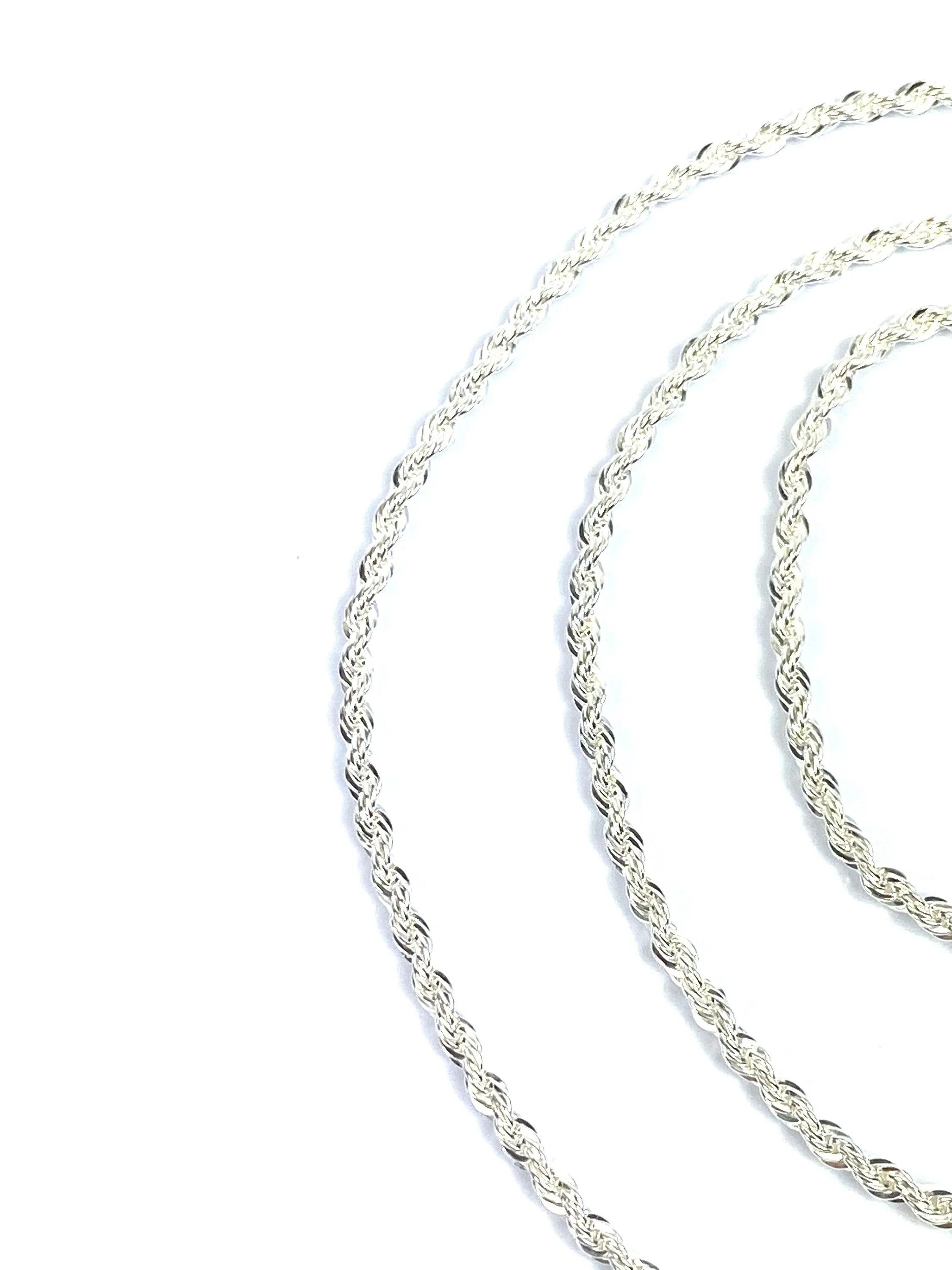 24” 2.5mm Sterling Silver Rope Chain, Sku: S2.5FRLC-24
