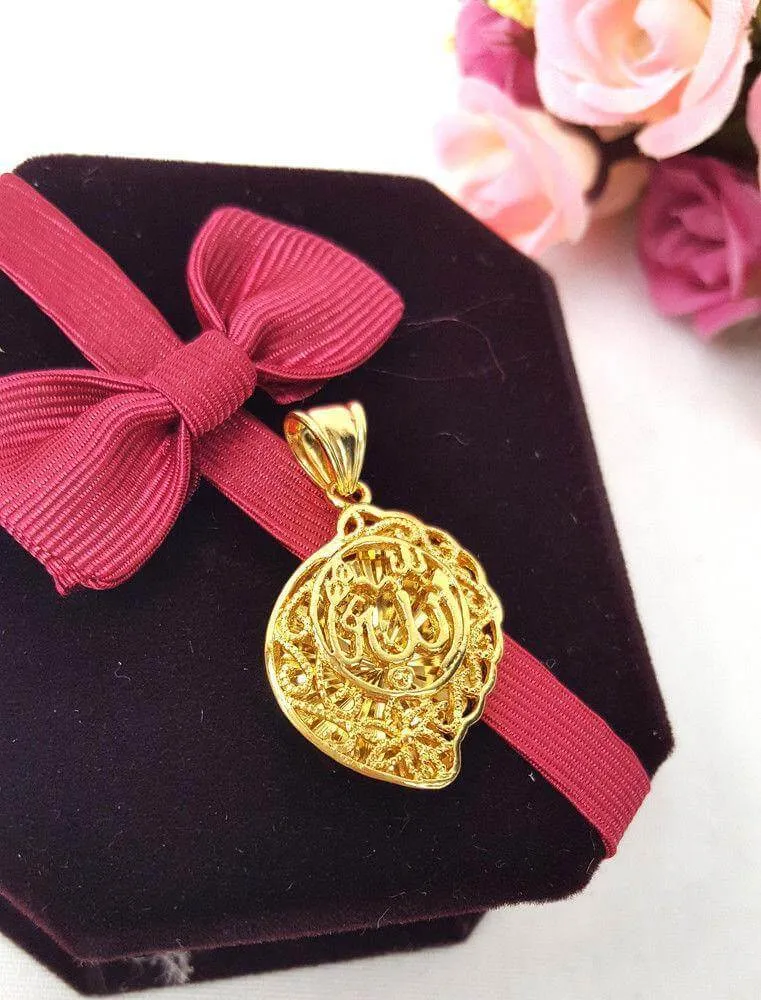 24k Gold Plated Islamic Pendant Copper Necklace