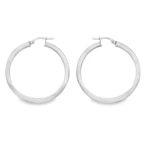 2.5 MM Square Tube Solid 10K, 14K White Gold Hoop Earrings