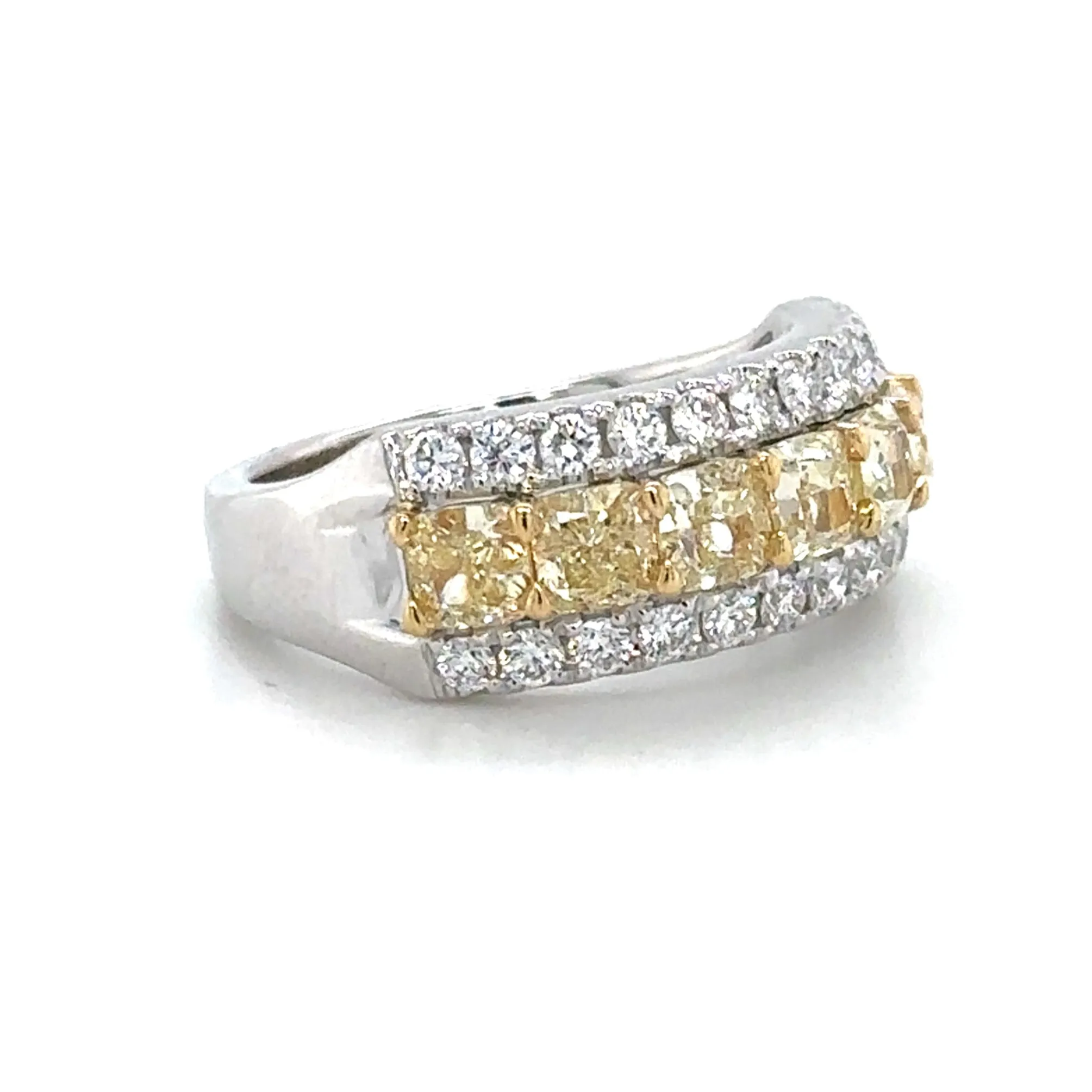 2.76ct tw Canary Fancy Yellow Radiant-cut and White Diamond Ring