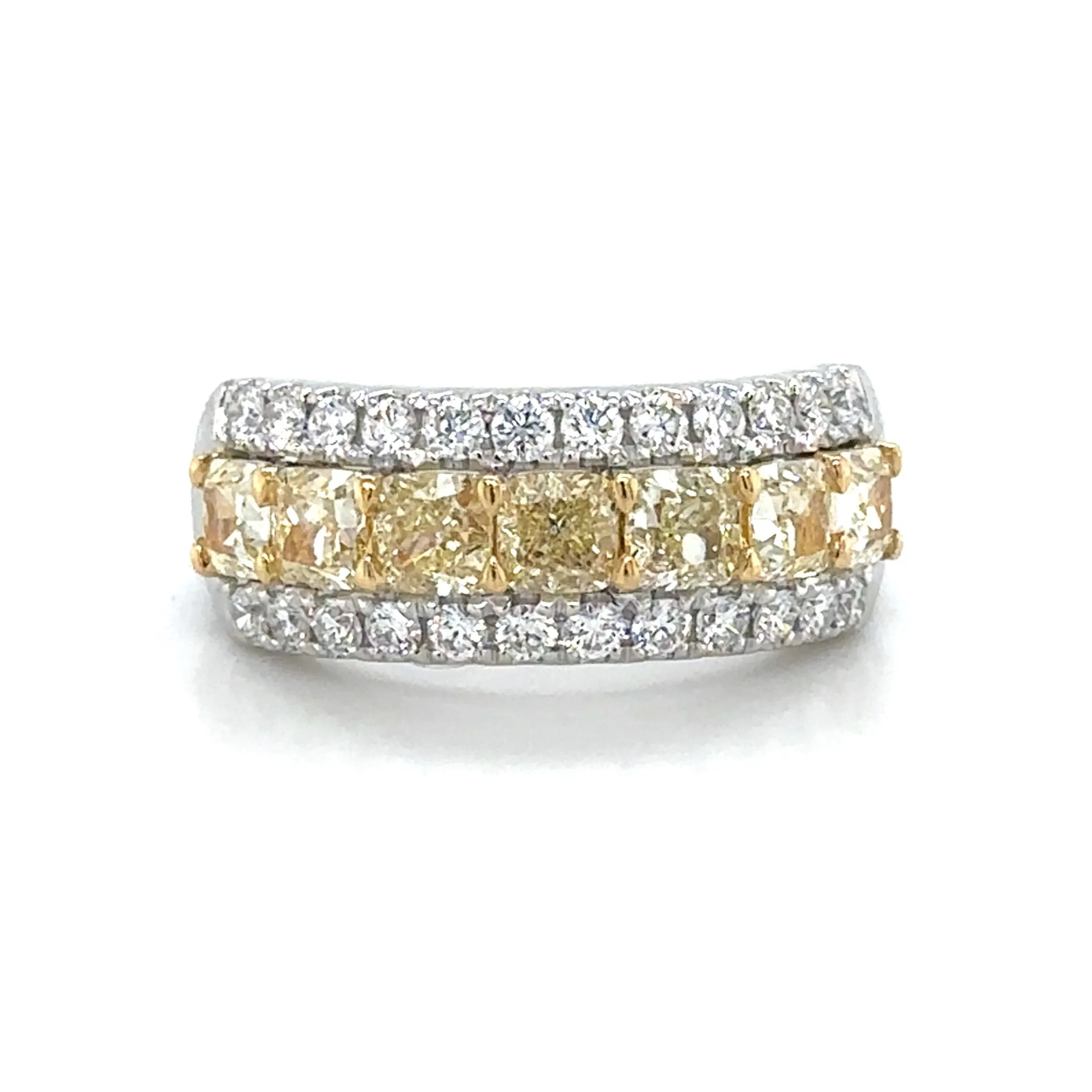 2.76ct tw Canary Fancy Yellow Radiant-cut and White Diamond Ring