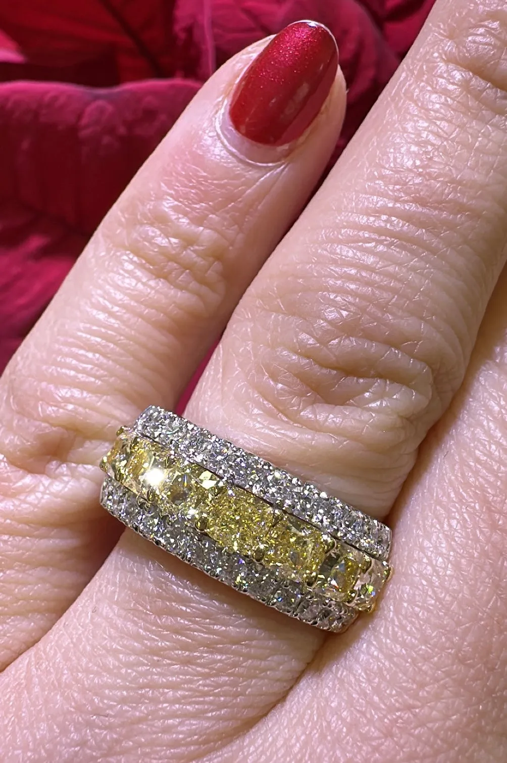 2.76ct tw Canary Fancy Yellow Radiant-cut and White Diamond Ring