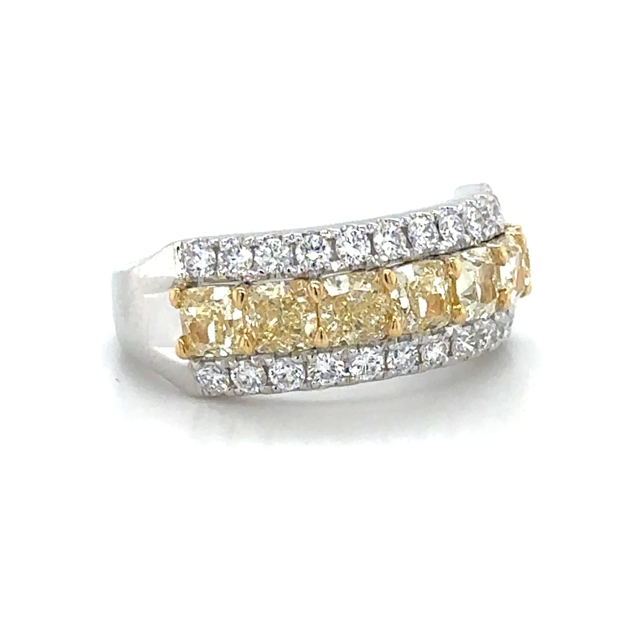 2.76ct tw Canary Fancy Yellow Radiant-cut and White Diamond Ring