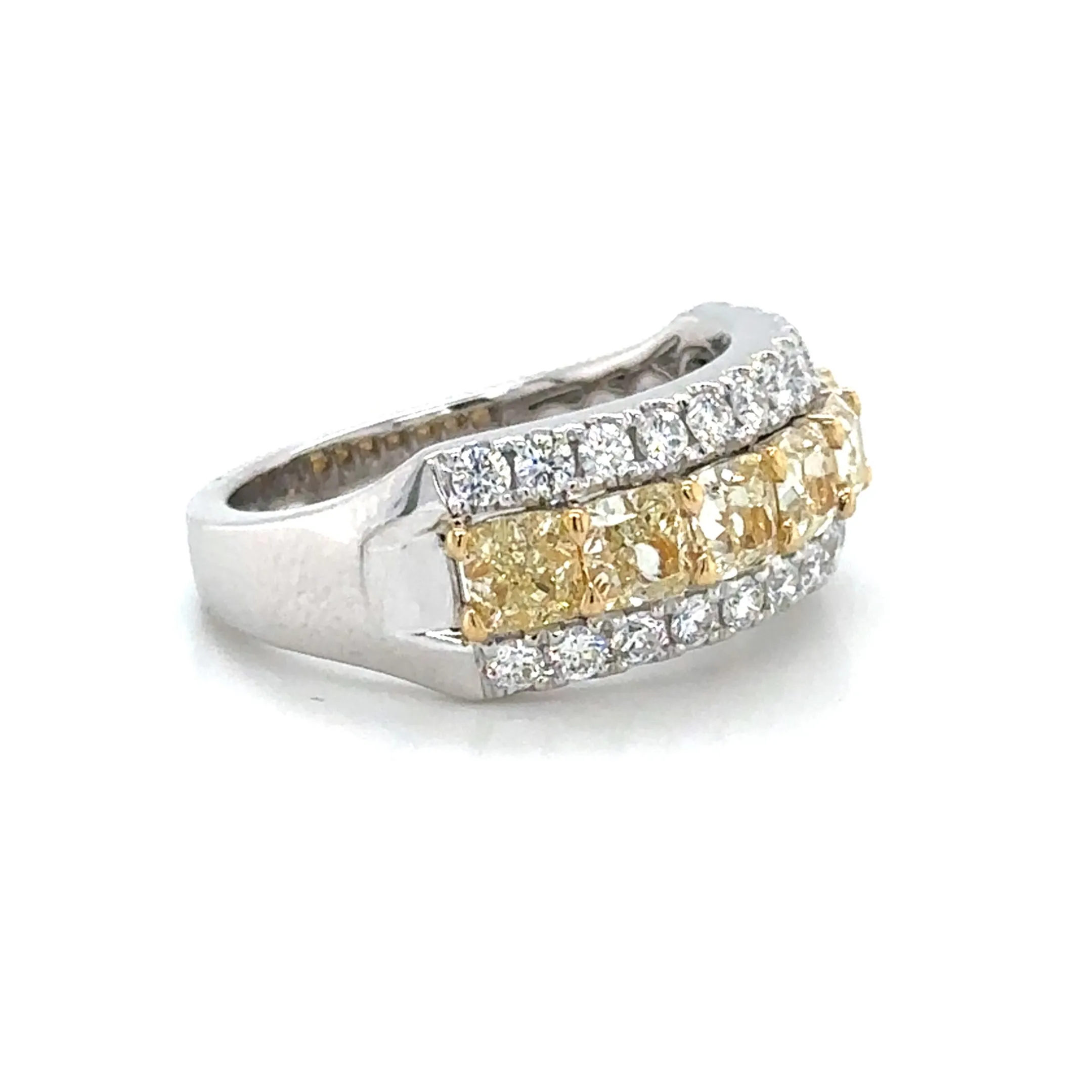 2.76ct tw Canary Fancy Yellow Radiant-cut and White Diamond Ring