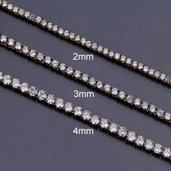 2MM-4MM VVS Moissanite Tennis Chain 925 Silver