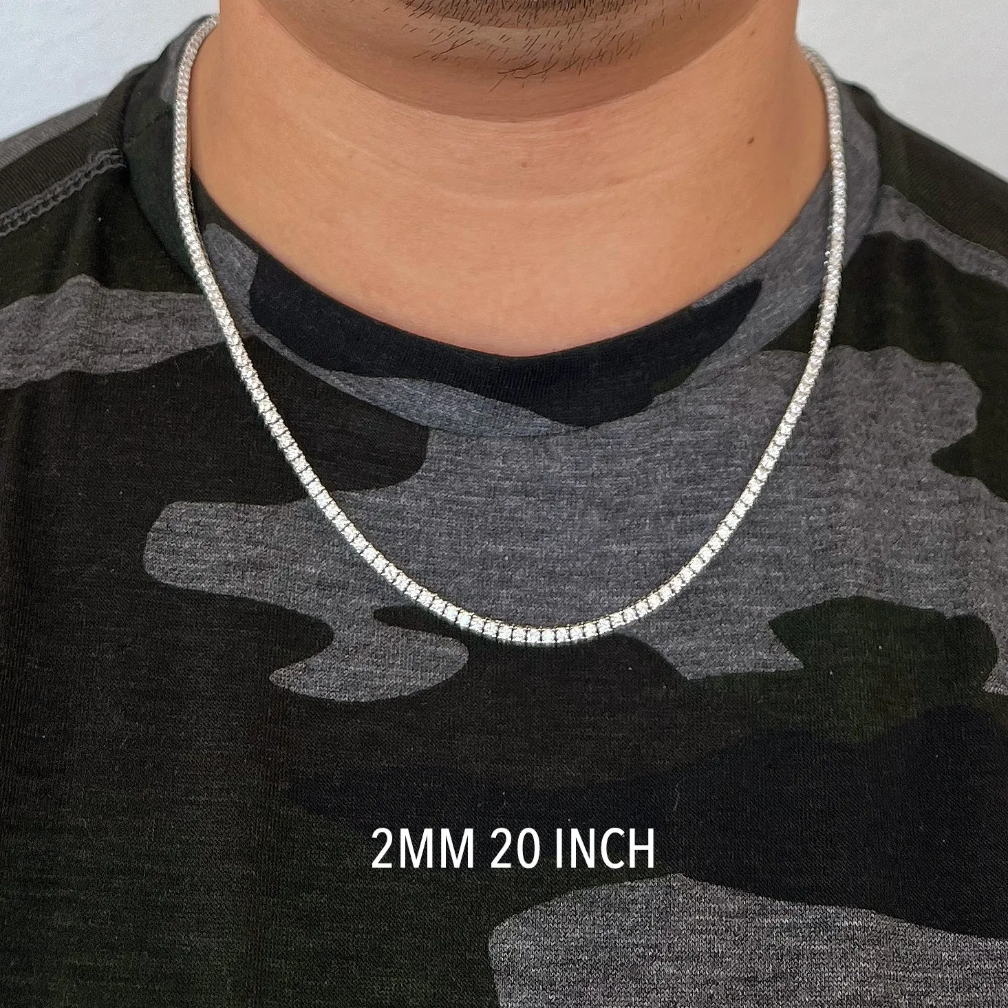 2MM-4MM VVS Moissanite Tennis Chain 925 Silver