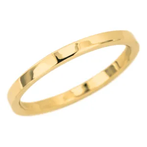 2mm Wide x 1.7mm Thick, 14k Yellow Gold Rectangle Wedding Band, Polished