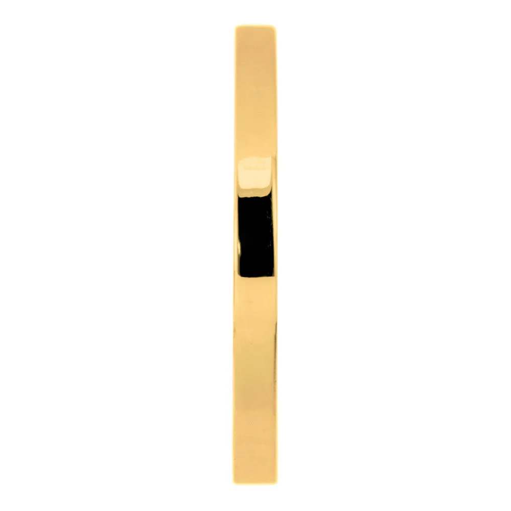 2mm Wide x 1.7mm Thick, 14k Yellow Gold Rectangle Wedding Band, Polished