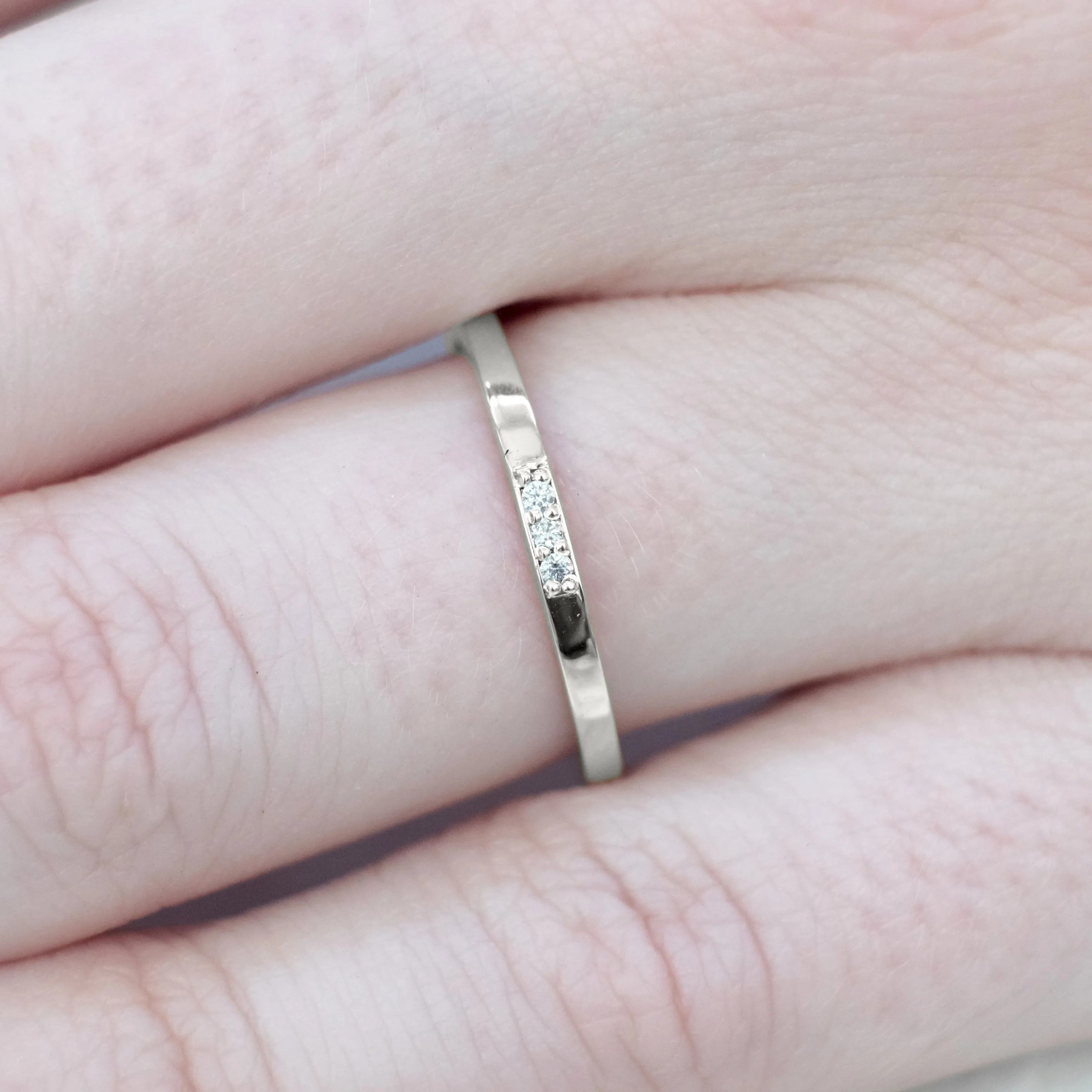 3 Diamond Wedding Band, Rectangle Band, Platinum