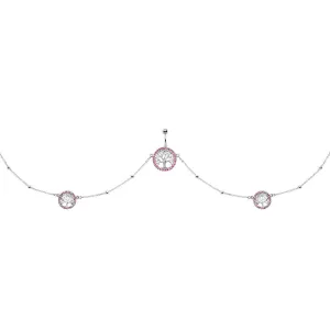 38 Pink Accent Tree of Life Charm Dangle Belly Chain