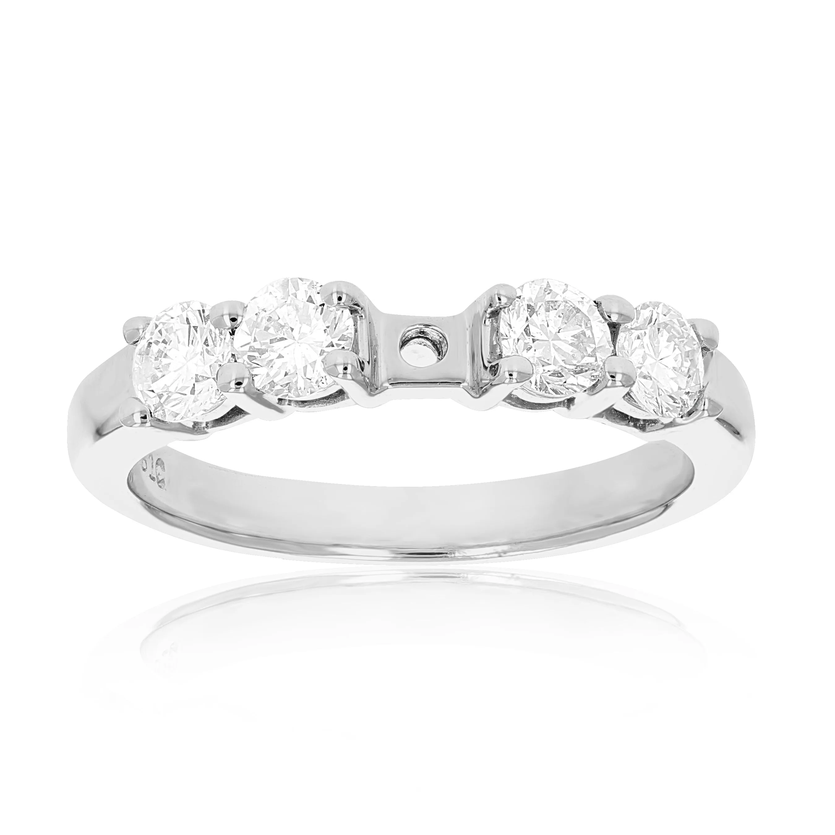 4/5 cttw Semi Mount 5 Diamond Engagement Ring in 14K White Gold