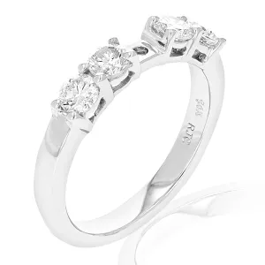 4/5 cttw Semi Mount 5 Diamond Engagement Ring in 14K White Gold