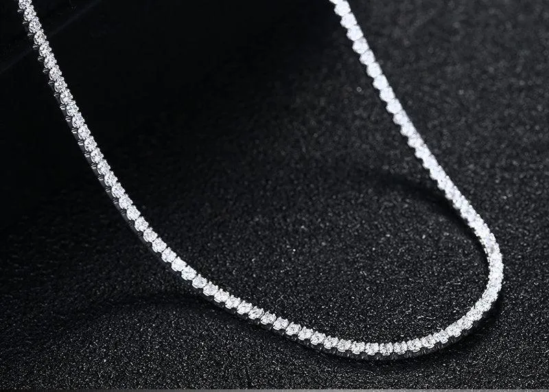 4mm Round Cut Full Moissanite Tennis Choker Necklace | 18k White Gold