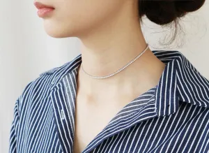 4mm Round Cut Full Moissanite Tennis Choker Necklace | 18k White Gold
