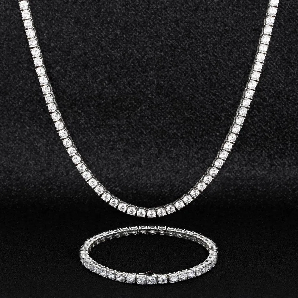 4mm Round Cut Full Moissanite Tennis Choker Necklace | 18k White Gold