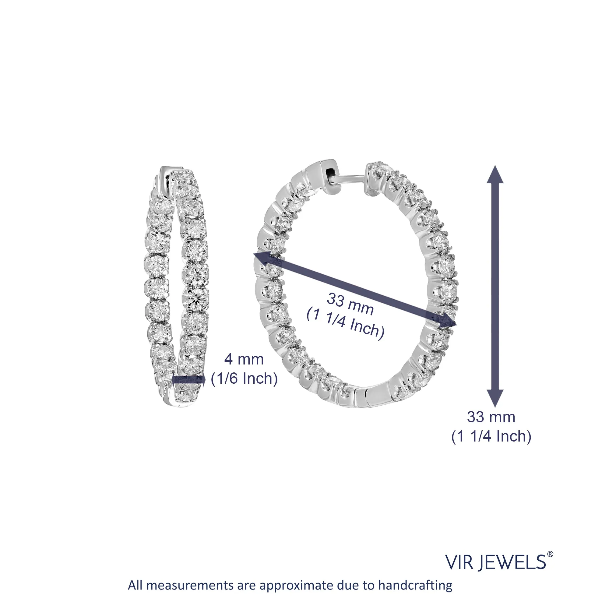 5 cttw Lab Grown Diamond Hoop Inside Out Earrings in 14K Gold