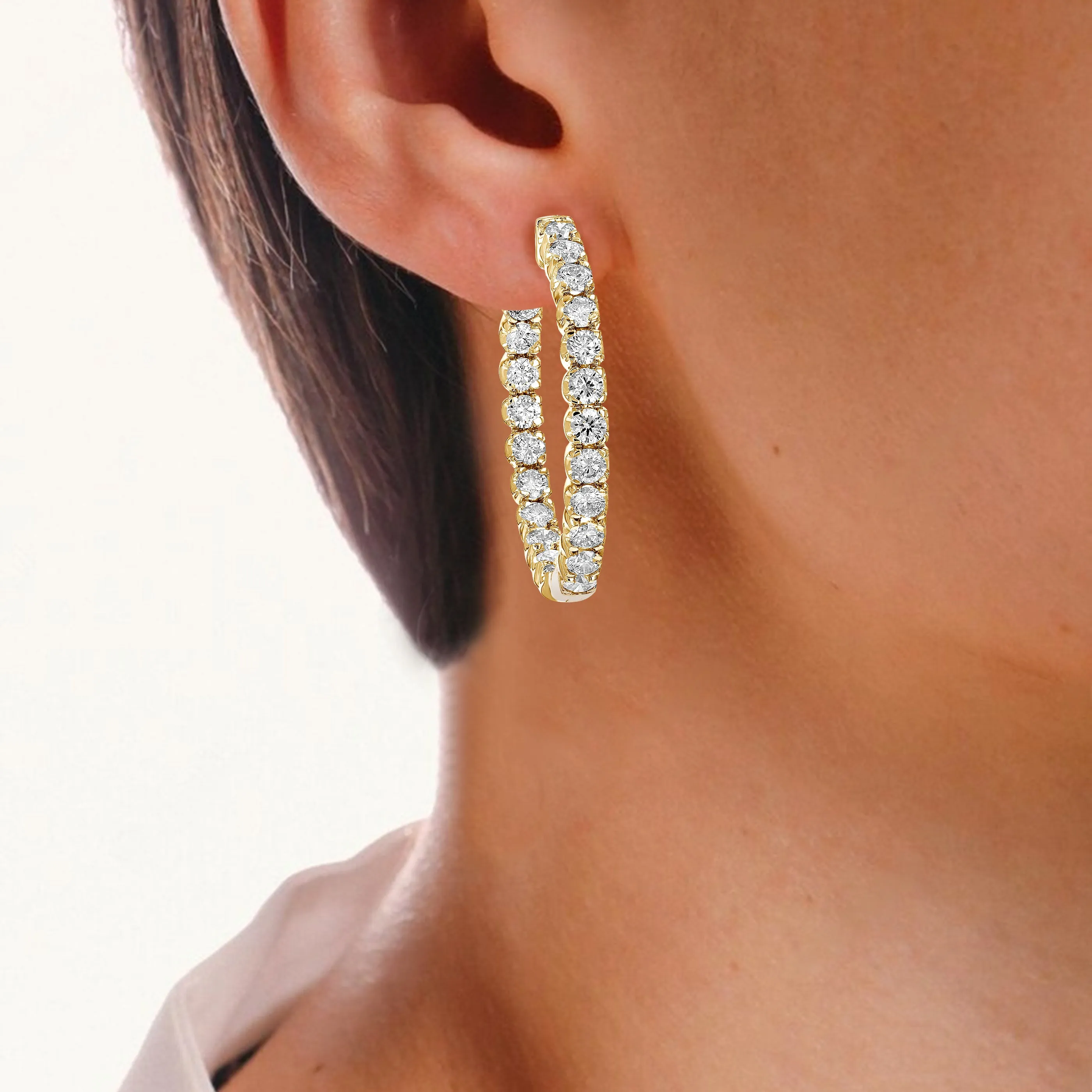 5 cttw Lab Grown Diamond Hoop Inside Out Earrings in 14K Gold