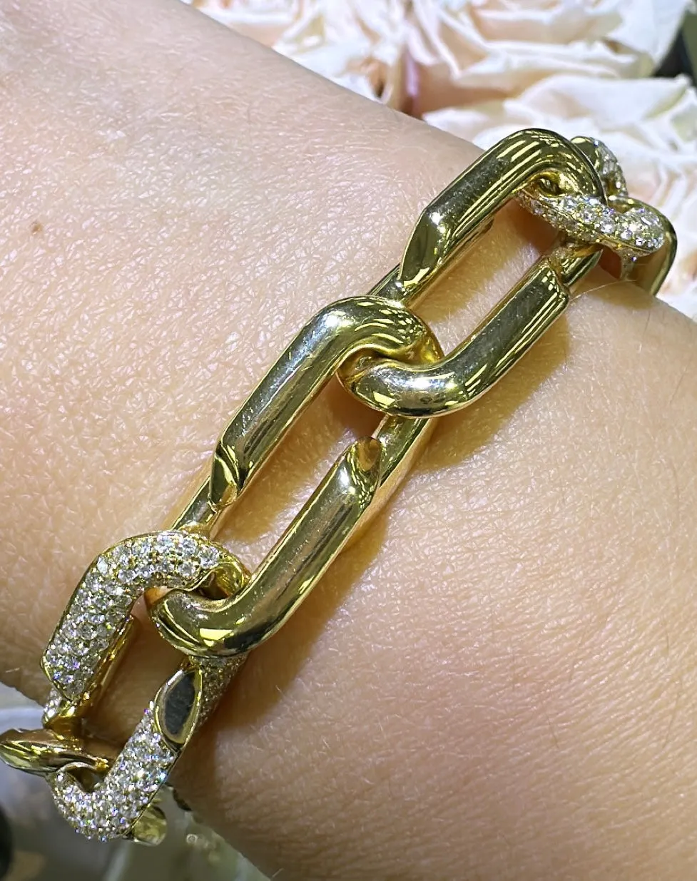 5.18ct tw Diamond Link Statement Gold Bracelet