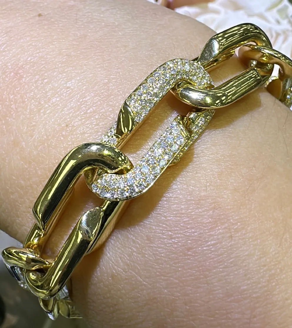 5.18ct tw Diamond Link Statement Gold Bracelet