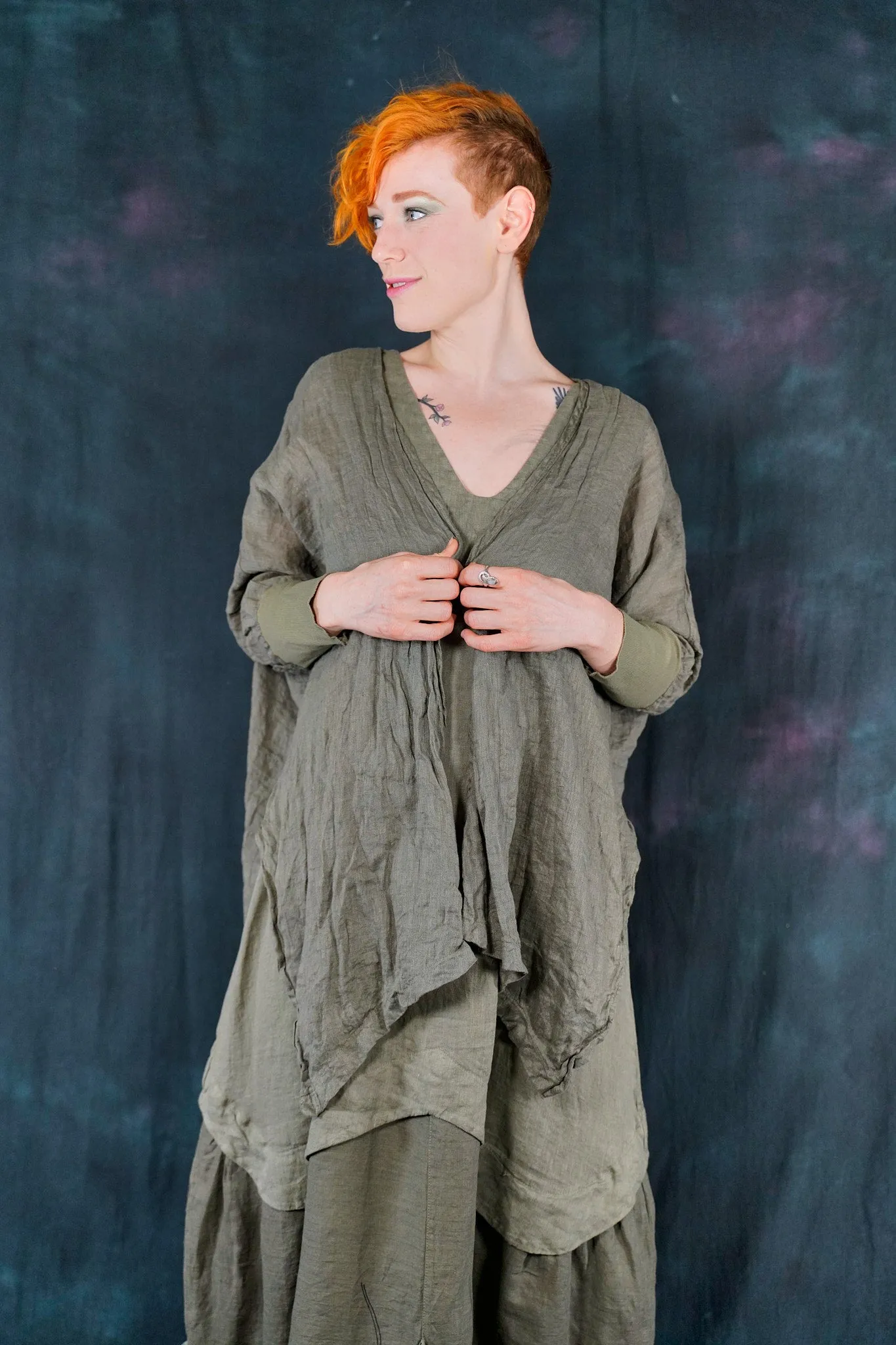 5253 Crinkle Cardi Caper-P