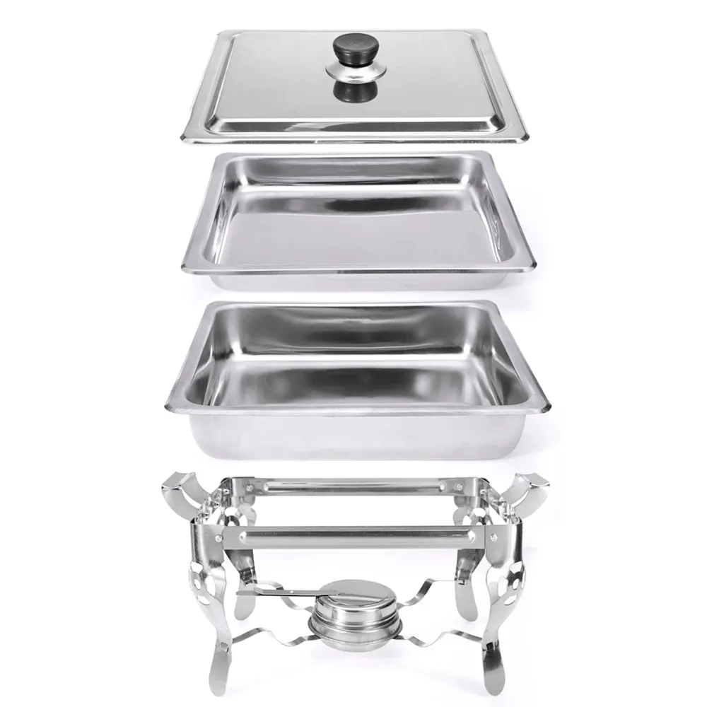 6L Stainless Steel Square Buffet Heating Stove Chafing Dish Buffet Stoves Caterer Wedding Party Food Warmer Tray Dinner Serving Simple Removal Buffet Stove