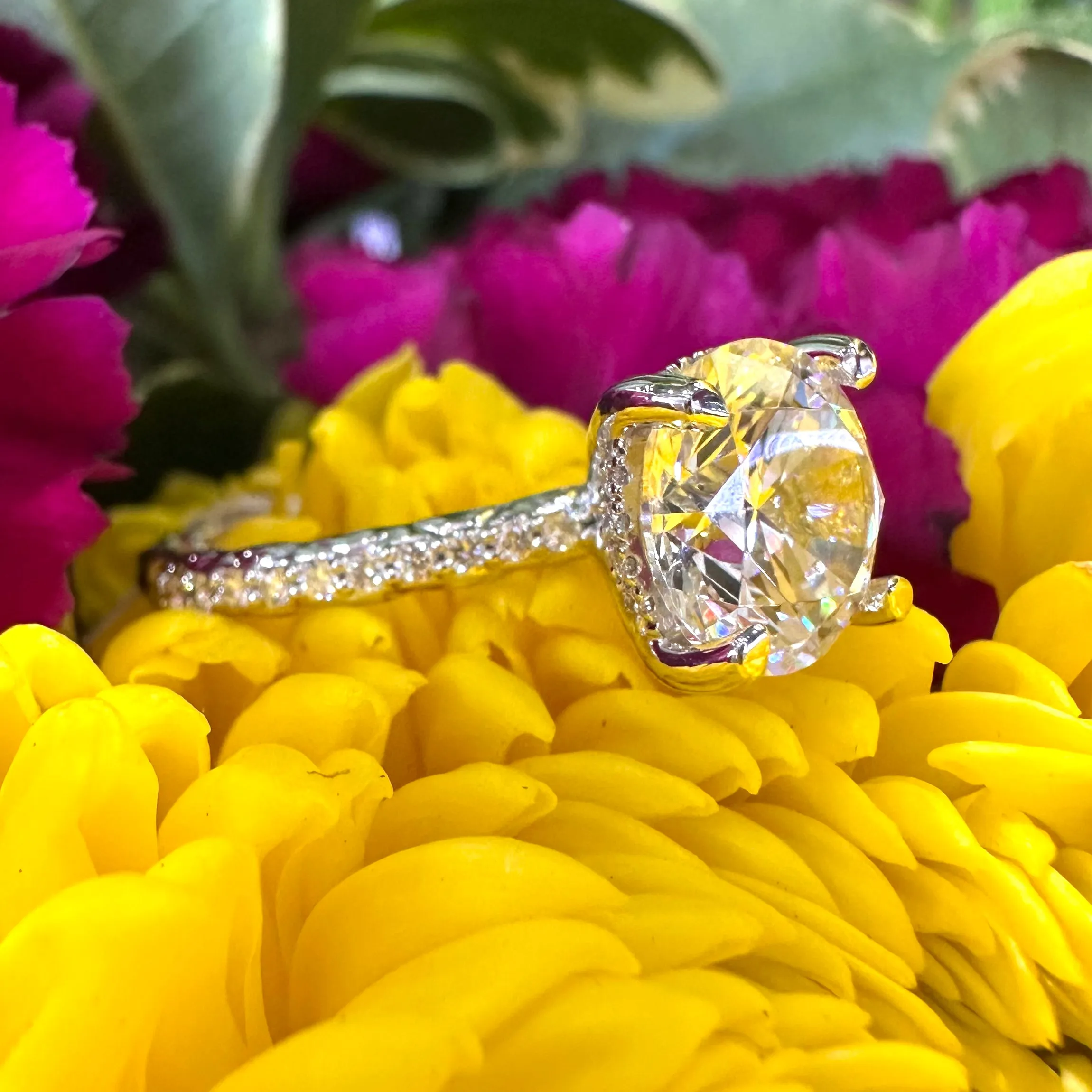 A. JAFFE Diamond Hidden Halo Quilted 14K White Gold Engagement Ring MECRD3408Q / 273