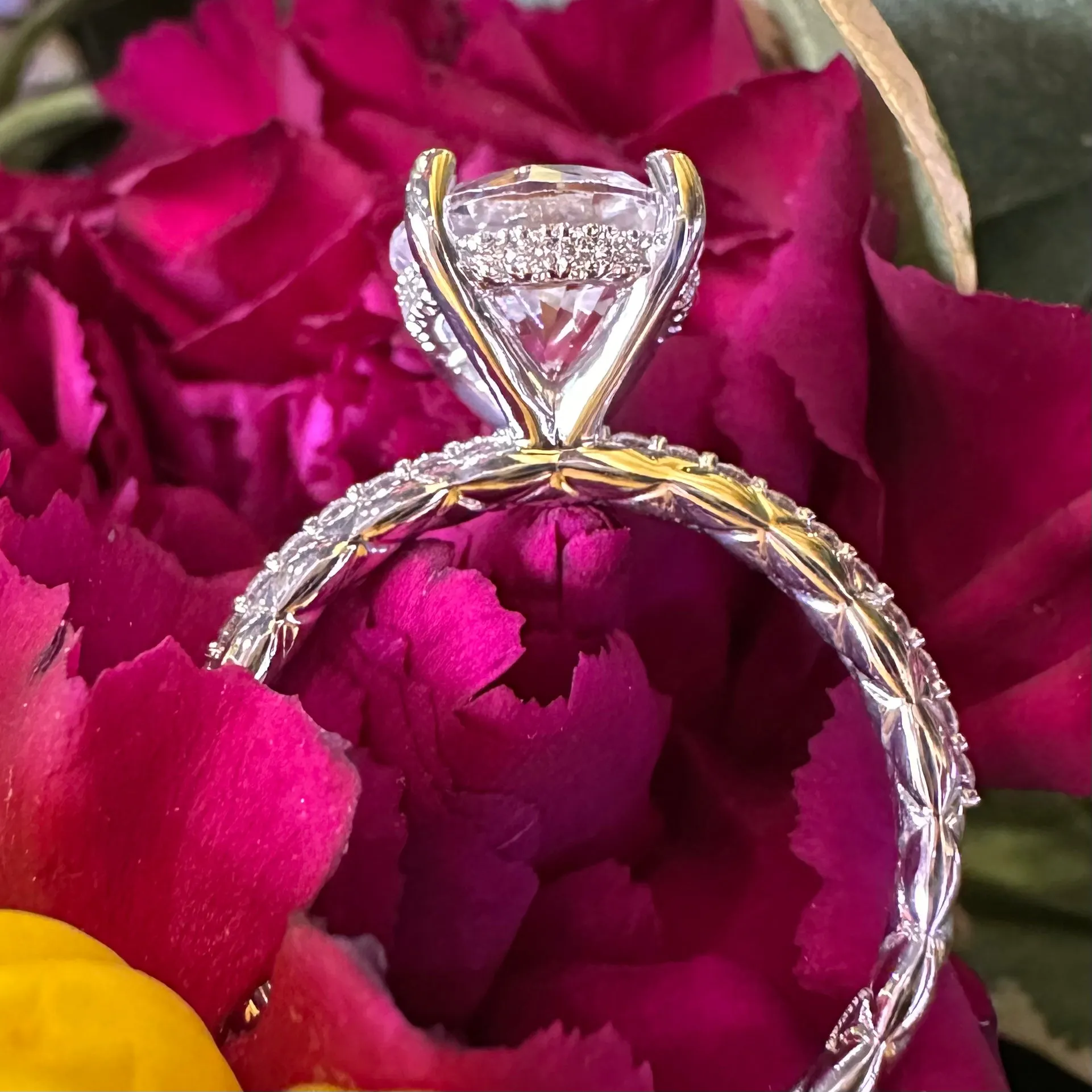 A. JAFFE Diamond Hidden Halo Quilted 14K White Gold Engagement Ring MECRD3408Q / 273