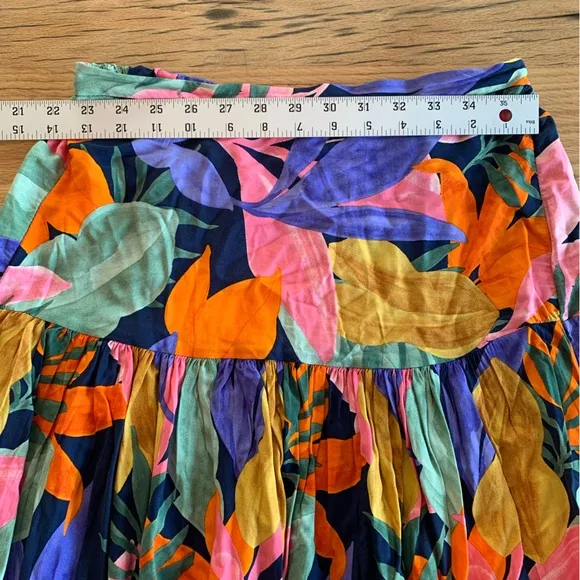 Abel the Label Leonard Tropical FloralPurple Orange Maxi Skirt Women’s XS Prelov