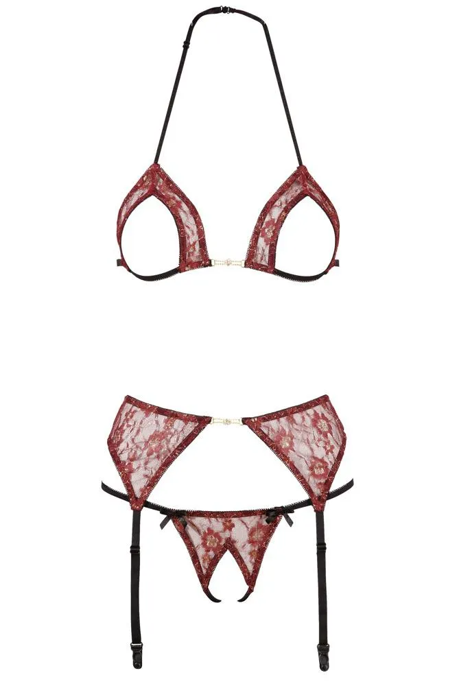 Abierta Fina Red Suspender Set