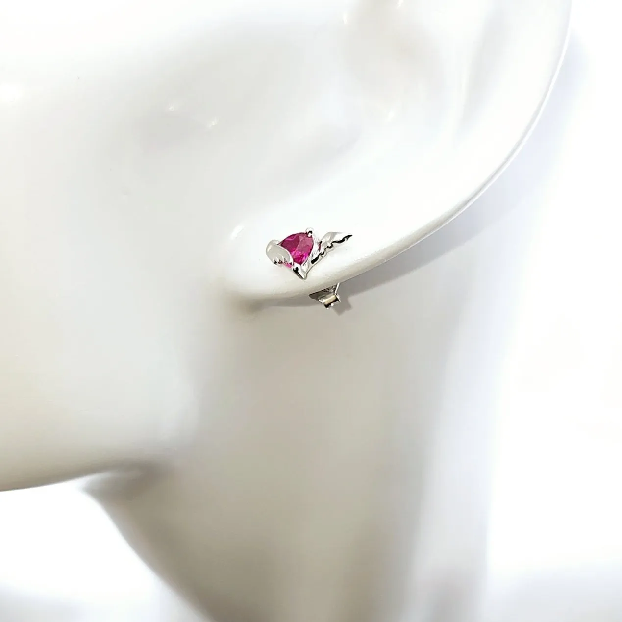 Angel & Devil Pink Heart Cut Diamond Stud Earrings