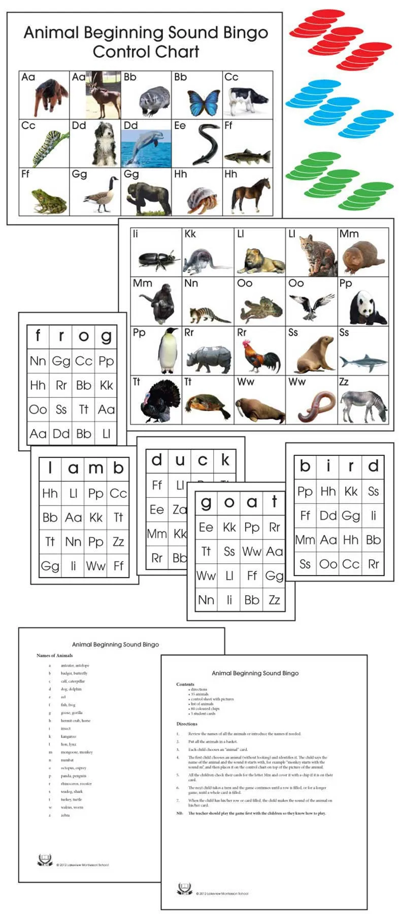 Animal Beginning Sound Bingo