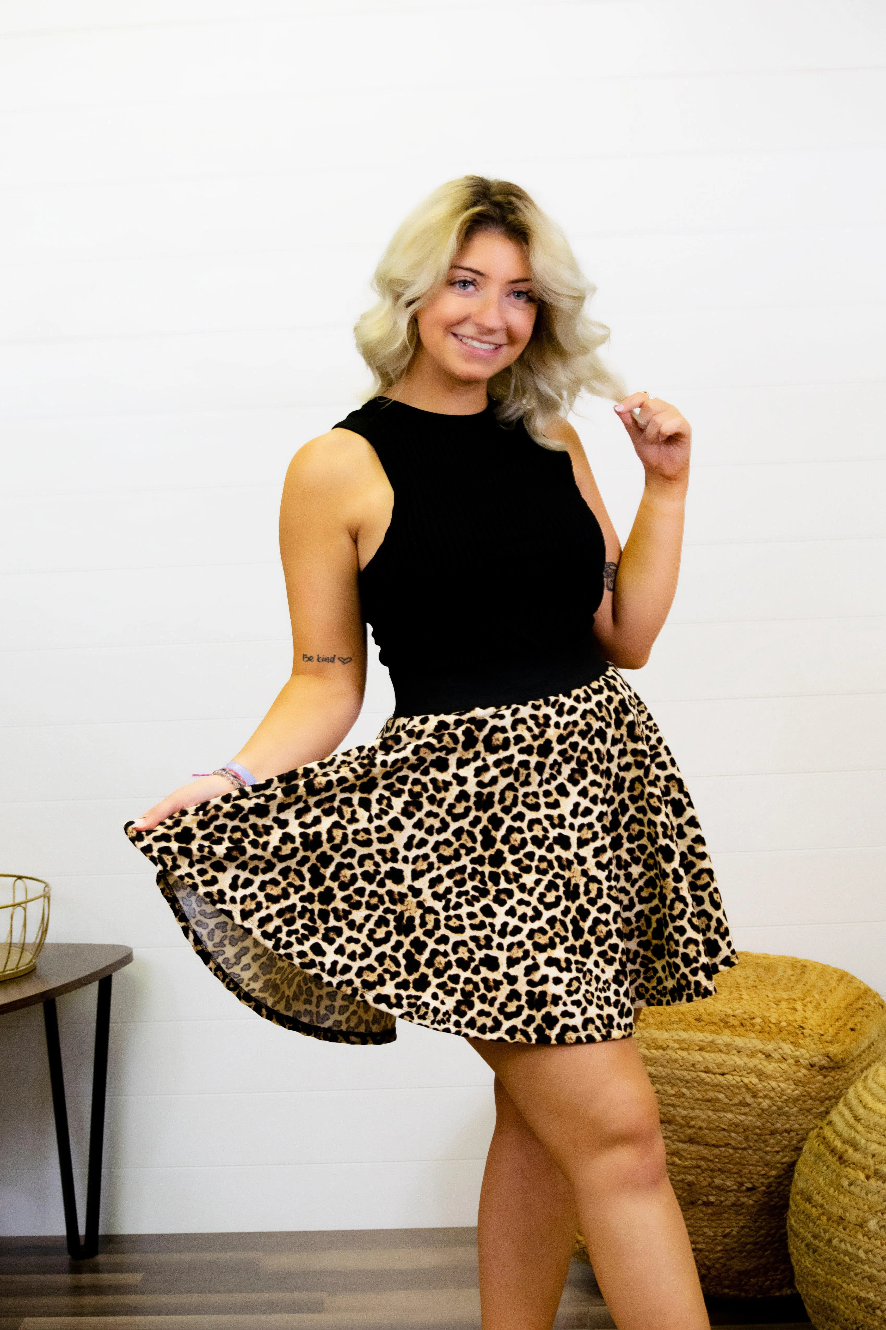 Animal Print Elastic waist skirt