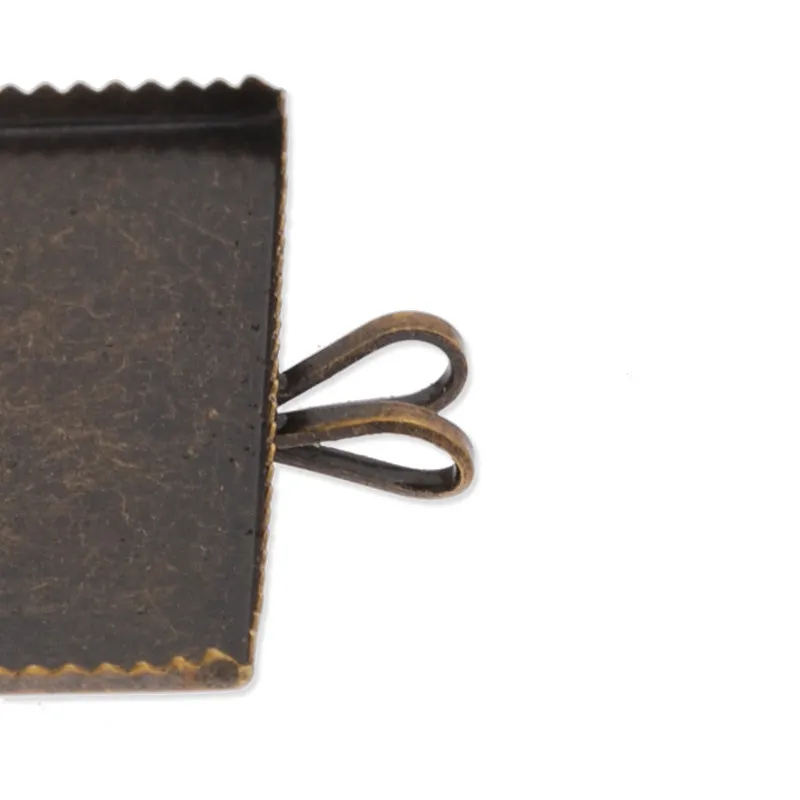 Antique Bronze simple brass pendant tray with 25x25mm square bezel,bifurcate loop,20pcs/lot