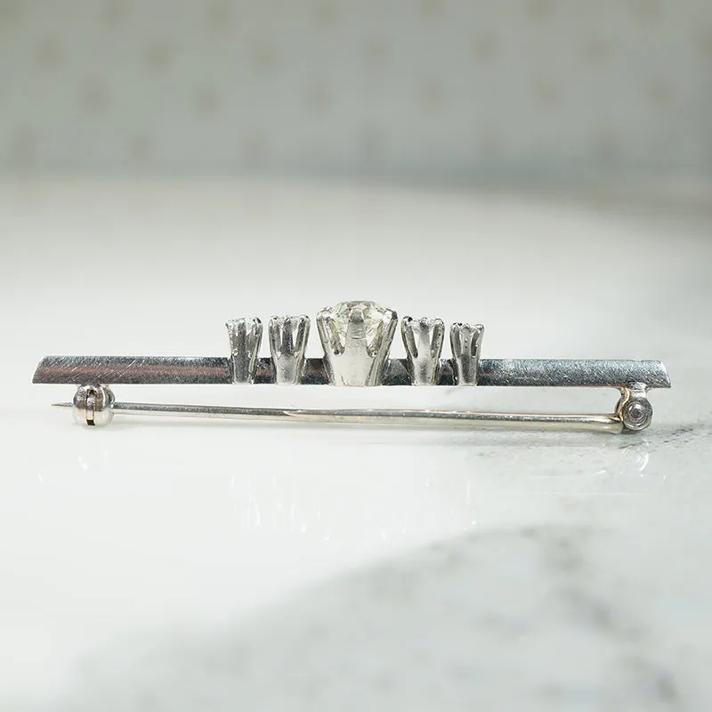 Austere Luxury Five Old Mine Cut Diamond Brooch
