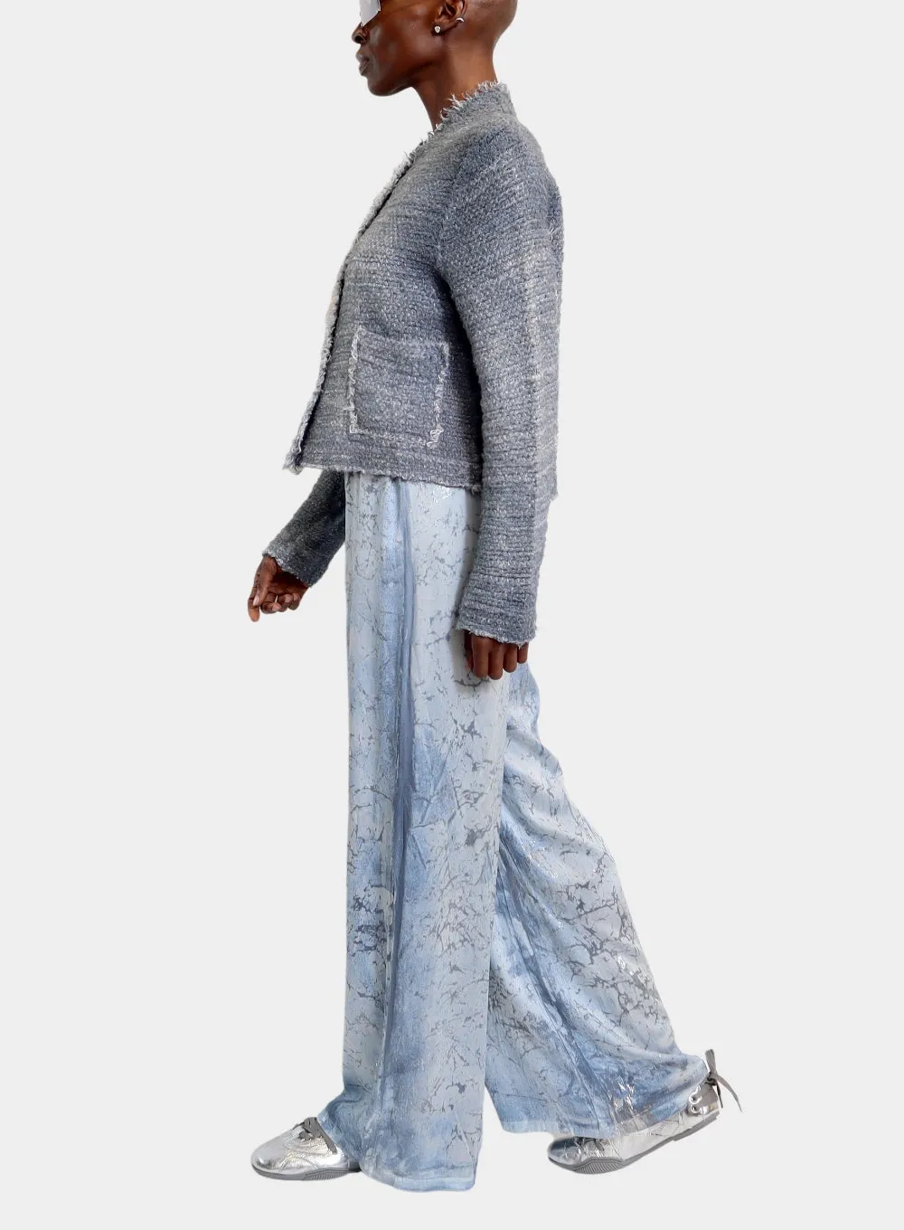 AVANT TOI | Marble Laminated Stretch Silk Palazzo Pant