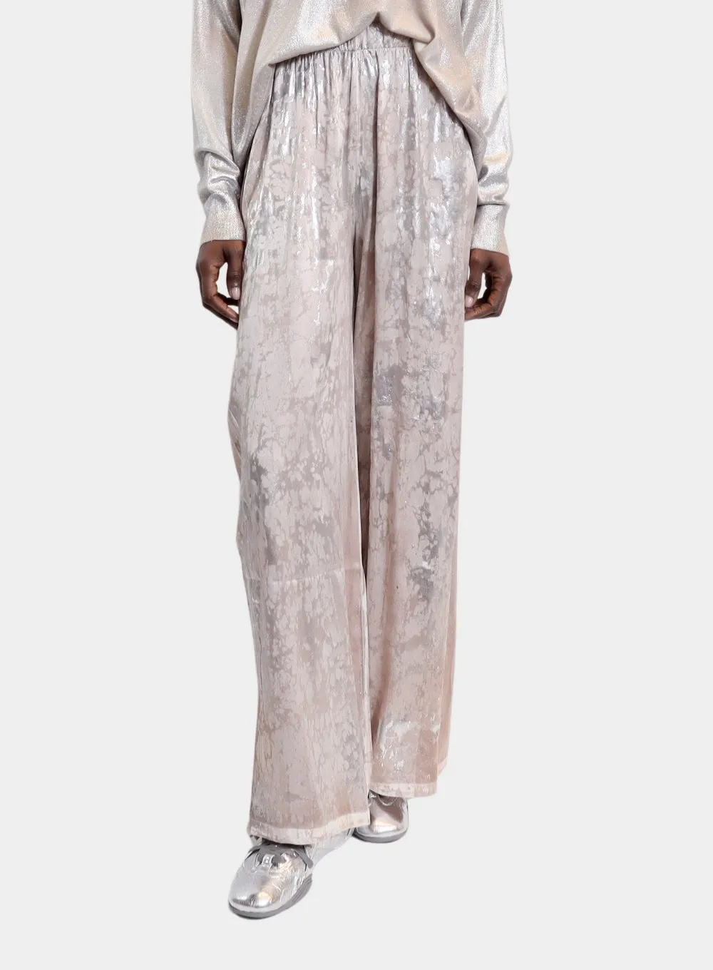 AVANT TOI | Marble Laminated Stretch Silk Palazzo Pant