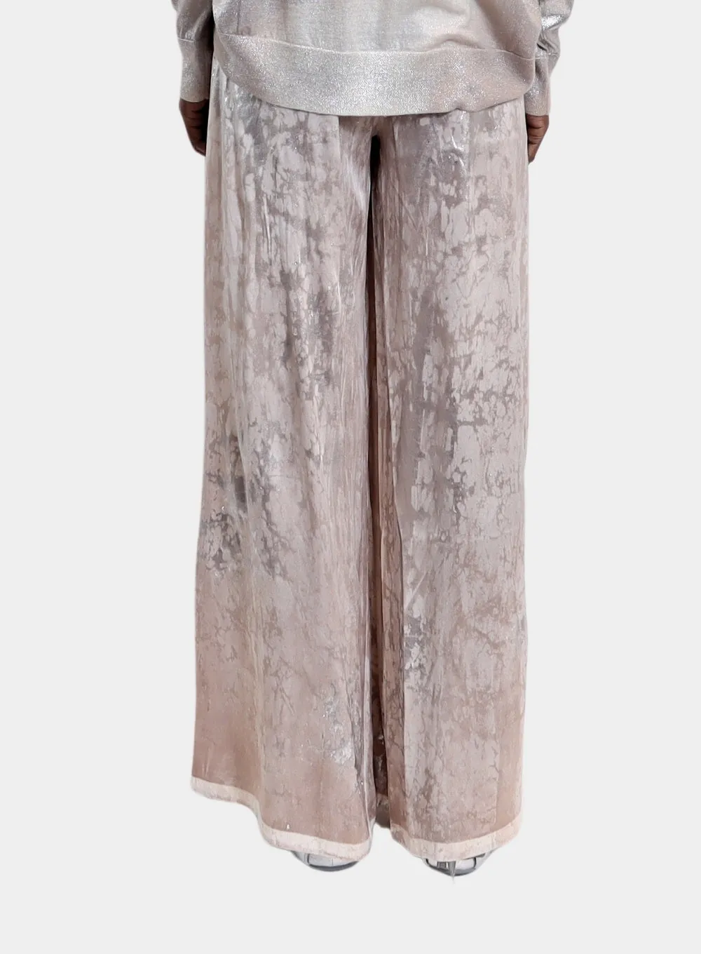 AVANT TOI | Marble Laminated Stretch Silk Palazzo Pant