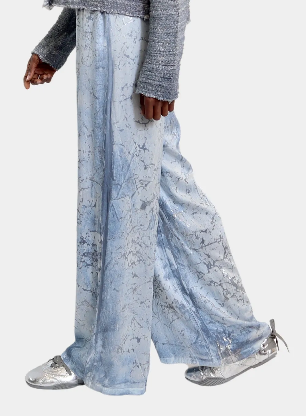 AVANT TOI | Marble Laminated Stretch Silk Palazzo Pant