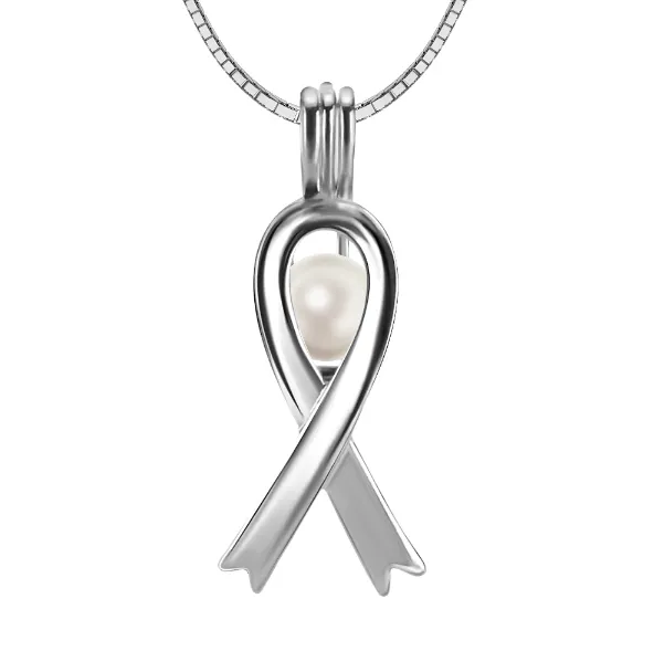Awareness Ribbon Sterling Silver Cage Necklace Set
